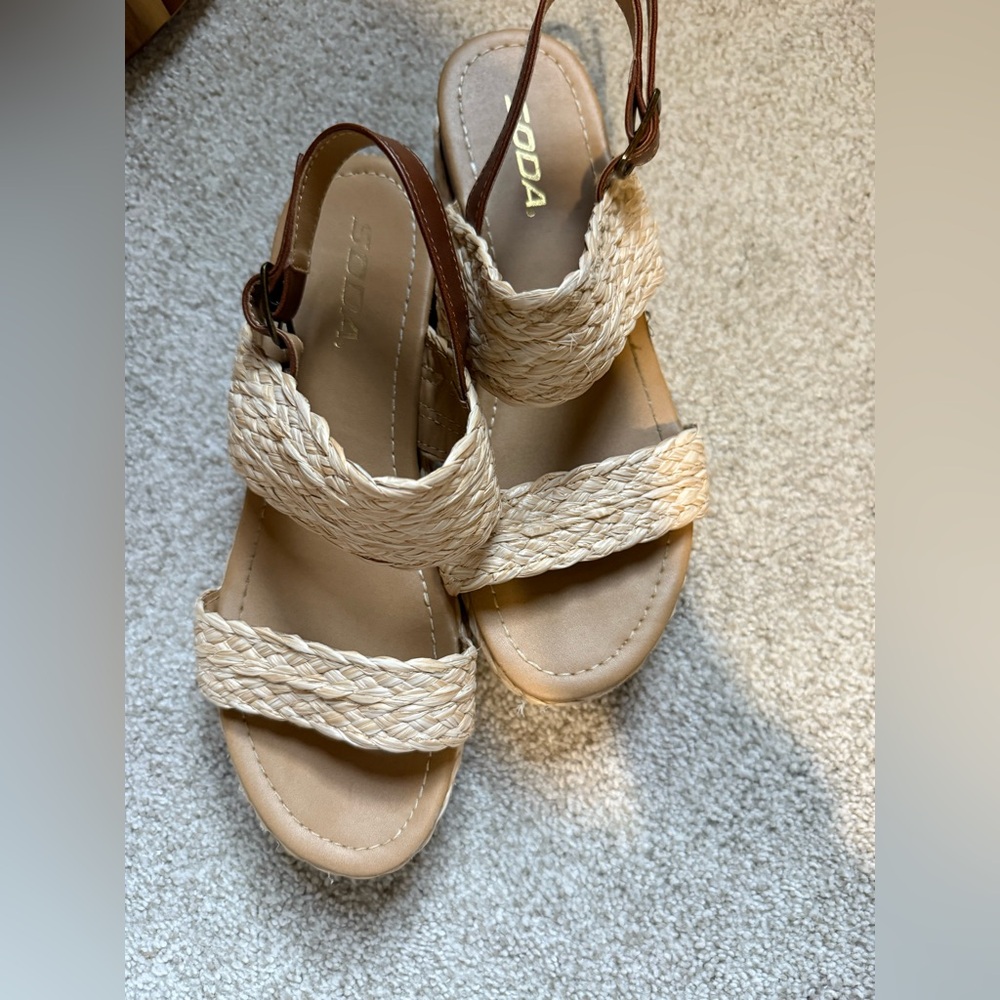 Soda Women's Cream Braided Sandals